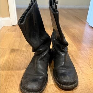 Black Leather Buttero Boots